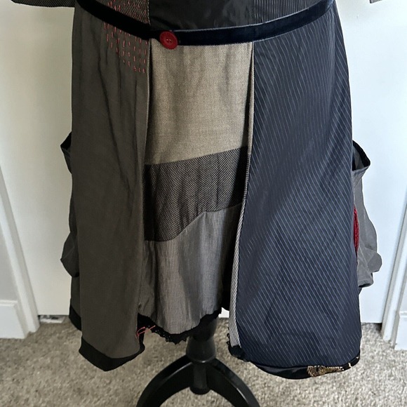 DESIGUAL Womens Dress EU 38 Small Grey Patchwork Cotton Poly - Picture 4 of 9